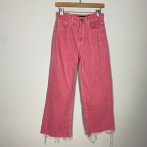 GAP High Rise Wide Leg Bubblegum Pink Raw Hem Jeans Womens 2 / 26R